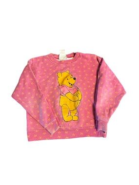 Vintage 90s Winnie the Pooh Pink Floral Sweatshirt Kids Size 7/8 Disney Pullover